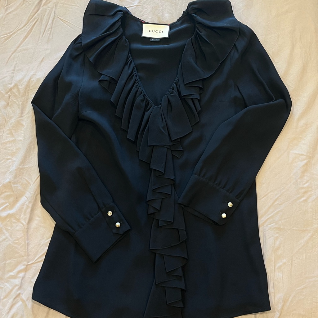 Gucci Black Ruffle Top